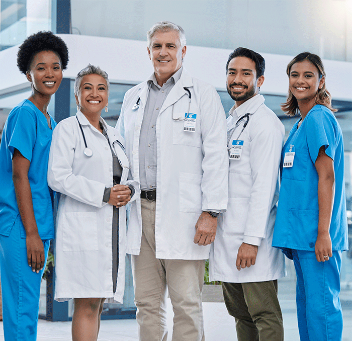 Medical staff providing neurosurgical care